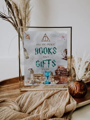 BOOKS AND GIFTS; Wizard Baby Shower; Magic School Baby Shower template; Instant Download; ms7 $7.55