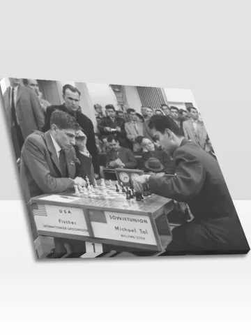 Bobby Fischer Mikhail Tal in Leipzig Chess Championship Frame Canvas Print, Wall Art Home Decor $24.00