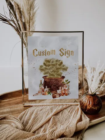 Custom Sign;Wizard Birthday Party; Magic School 1st Birthday; Editable Wizarding World Custom Sign; Magical Party Decoration; W8 $11.62