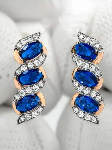 Earrings jewelry Silver gold plated 925 assay value with corundum sapphire $95.00
