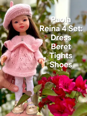 Paola Reina Doll 4 ITEMS Set: Exclusive Handmade Outfit - Dress, Beret, Tights, Shoes $71.08
