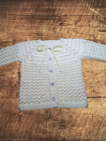 Handmade Baby Vest Newborn to 6 Months – Yellow Acrylic Knit Sweater – Baby Shower Gift – Soft Infant Cardigan
