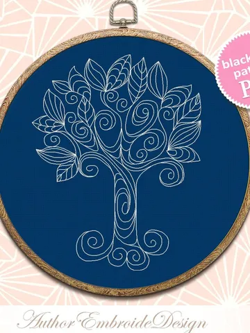 Mandala tree of life blackwork pattern PDF download Backstitch chart Mandala ornament tree, Blackwork tree embroidery PDF, Nature, Leaf #W24 $4.60