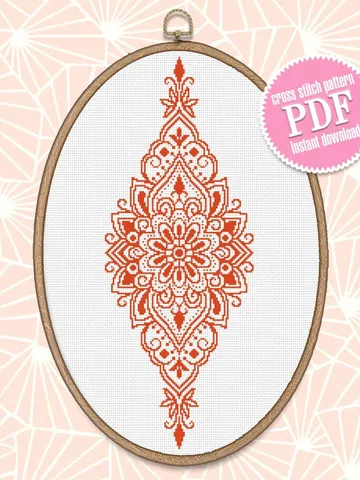 Flower mandala cross stitch pattern PDF download Monochrome mandala digital PDF, Flower cross stitch chart Mandala art, DIY Home decor #M216 $4.60