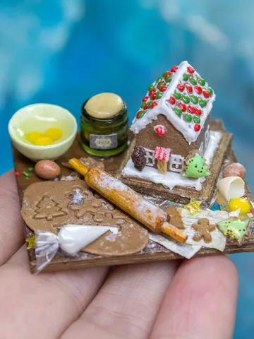 MINIATURE gingerbread house kit on a board 10 $75.00