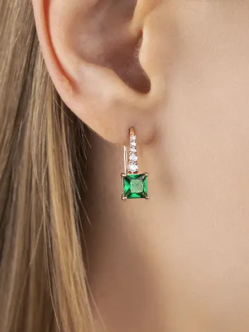 Earrings, 925 silver with emerald and cubic zirconia $89.00