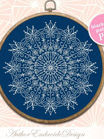 Floral mandala blackwork pattern PDF Blackwork mandala embroidery download PDF, Mandala cross stitch, Backstitch chart Mandala ornament #W12 $4.60