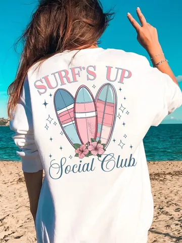 Surf's Up Social Club png, surfing png, beach png, ocean png, summer png,social babes girl club bachelorette party shirt design sublimation $4.84