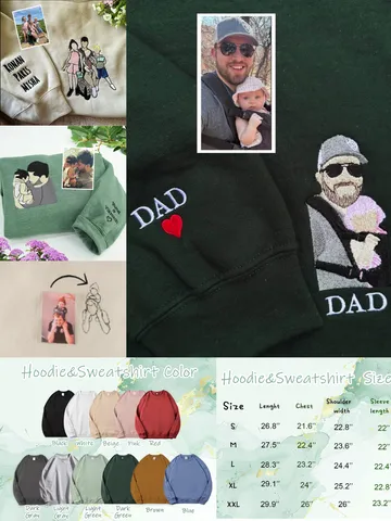 Custom Embroidered Portrait Sweatshirt From Photo, Custom Couple Portrait, Embroidered photo, Embroidery Sweater for Dad, Family Gift,Embroidered Hoodie,Embroidered T Shirt,Embroidered Hoodie,Embroidered T Shirt