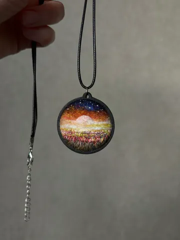 Art pendant. Miniature landscape painting $125.00