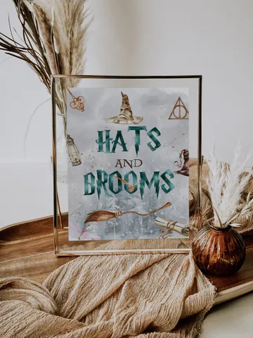 HATS AND BROOMS; Wizard Baby Shower; Magic School Baby Shower template; Instant Download; ms7 $7.55