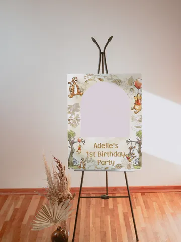 PhotoFrame Winnie the Pooh Birthday Party; Winnie Pooh 1st Birthday Editable Photo frame Banner Birthday Party Decoration Winnie poom88 $3.00