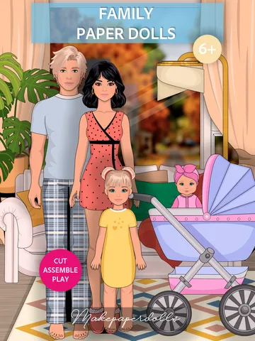 Paper house with paper family