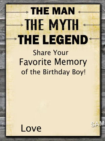 The man The myth The legend Favorite Memory of the Birthday Boy,Birthday Games for Him,Adult Birthday Games $1.75