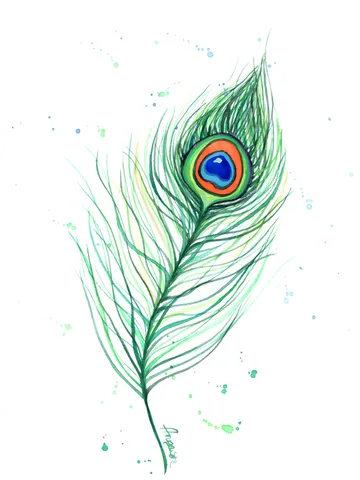 Peacock Feather Original watercolor, bird painting, wall decor, birds lover gift, 8x11 in handmade art by Anne Gorywine $42.00