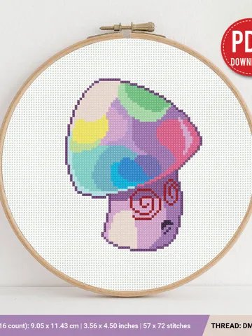 Hypno-Shroom Cross stitch patterns, Abstract, beginner counted, modern chart, gift DIY, embroidery, instant PDF $6.80