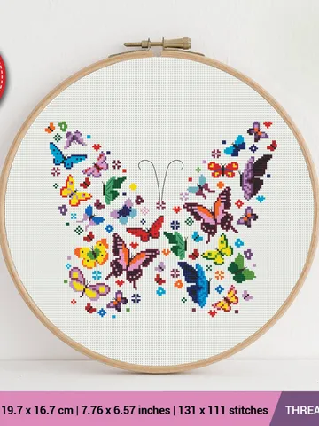 Butterfly Silhouette Cross stitch pattern | Embroidery Pattern | Instant Download | Emboidery Designs $5.37