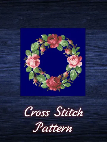 Antique Cross Stitch Pattern Flower Crown Antique Wreath Digital Download PDF $5.50
