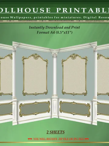 Wallpapers- Set 17-v5 | Printables for Dollhouses and Unique Miniature Projects | Digital Downloads | in Scale 1/12th $8.00