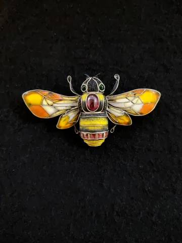 Bee brooch, insect brooch, black and yellow jewelry with insects, handmade jewelry $210.00