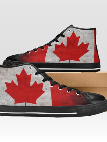 Canada Canadian Flag Shoes, High-Top Sneakers, Handmade Footwear $72.00
