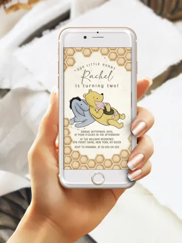 Winnie the Pooh Inspired First Birthday; Classic Winnie Pooh Invitations; Neutral Winnie Pooh Turning One; Winnie Pooh Birthday Party hc12 $12.78