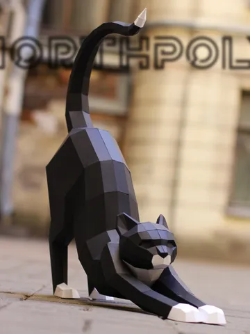 Papercraft Cat Good Morning, Digital Template, PDF Download, Gurko, 3D LowPoly, Pepakura, DIY Origami Sculpture, Paper Party Decor, DIY Gift $18.00
