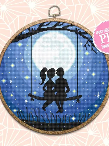 Magic moon cross stitch pattern download PDF Nature cross stitch chart Follow your dreams Love pattern digital PDF All you need is love #L40 $4.60