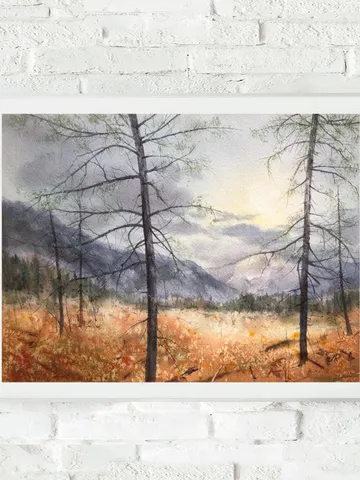 Forest Original Painting Trees Watercolor Wall Art Landscape $177.17
