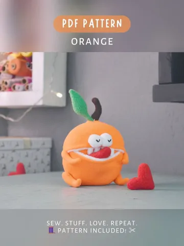 PDF Plush Toy Pattern β Fleece Orange Softie with Pocket Mouth $9.00