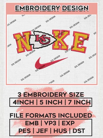 Ni.ke Kansas City Chiefs Embroidery Designs, NFL Chiefs , NFL Logo Embroidery Files, NFL Kansas City Chiefs Machine Embroidery Design, Digital Download $6.99