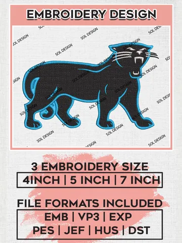 Carolina Panthers Mascot Logo Embroidery Designs, NFL Panthers, NFL Embroidery Designs, NFL Carolina Panthers Machine Embroidery Design, Digital Download $6.99