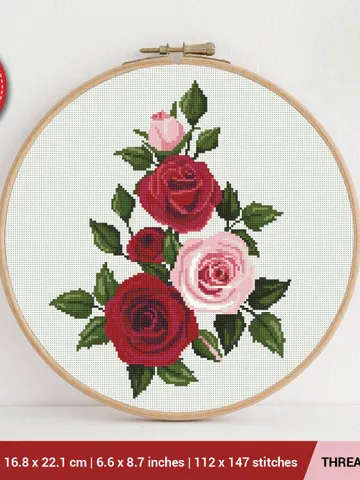 Bouquet of roses Cross stitch pattern | Embroidery Pattern | Instant Download | Embroidery Designs $5.94
