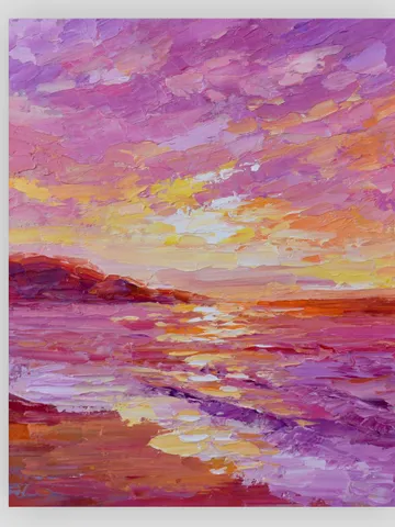 California painting original art seascape wall art 8 by 10 inches beach painting sunset art $80.00