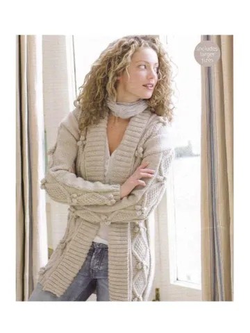 Cardigan Coat women knitting pattern long textured cardigan aran wool knitting pattern pdf $6.68