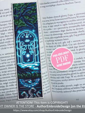 Fantasy bookmark cross stitch pattern download PDF Magic handmade bookmark digital, Wizarding world cross stitch, Fairy door embroidery #B88 $4.40