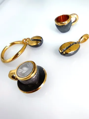 Coffee bean charms antique silver tone gilt 999 $40.00