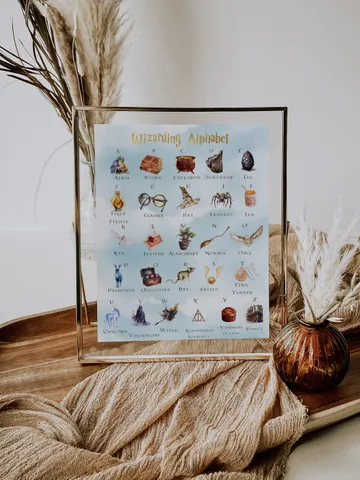 Wizarding Alphabet Poster; Magic School Nursery Printable; Wizarding World Nursery Decor Baby Gift; Nursery Wall art ABC; Instant Download $7.55