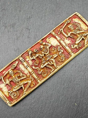 Authentic Citipati Skull Master Kapala Badge,Gandhanra Old Tibetan Amulet,13cm × 4cm