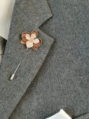 Orchid bronze color men's lapel pin Leather boutonniere for him 3rd anniversary gift, art.14 $35.00