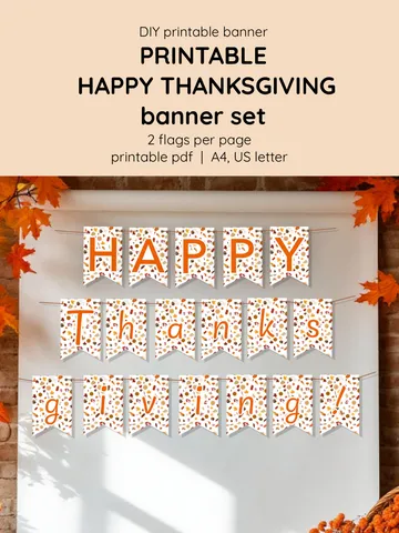 DIY Printable Thanksgiving Banner. Easy fall garland.
Fall banner printable. Thanksgiving home decor craft. Thanksgiving crafts for kids. Thanksgiving diy project.