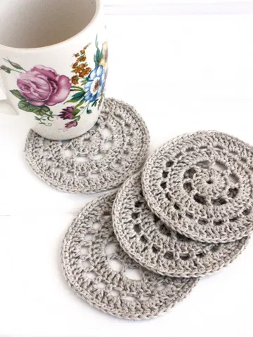 Minimalist Scandinavian coasters for desk Handmade linen mini doilies 4 inches Hygge home decor Modern neutral coasters cottagecore