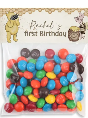 Editable Treats Bag Topper Winnie the Pooh; Winnie the Pooh 1st Birthday; Printable Candy Bag Topper; Winnie Pooh Party Decoration; hc12 $10.45