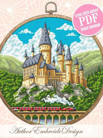 Wizard school cross stitch pattern PDF download Magic castle cross stitch chart, Magic kingdom pattern digital PDF, School of magic #C9 $4.95