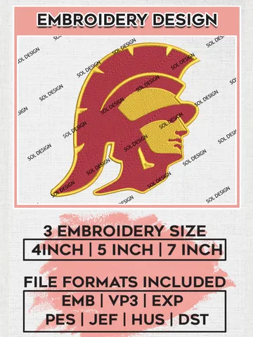 USC Trojans Mascot Embroidery Designs, NCAA Logo Embroidery Files, NCAA USC Trojans Logo, NCAA Embroidery Designs, Machine Embroidery Designs, Digital Download
