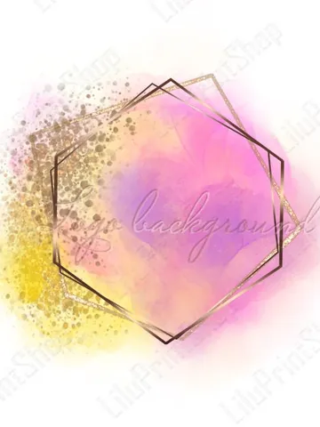 Pink and yellow Logo Background Png Watercolor logo design, Yellow, Pink and gold confetti logo overlay digital instant download $2.44