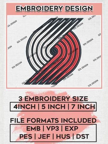 Portland Trail Blazers Logos Embroidery Design Files, NBA Blazers Embroidery Design, NBA Machine Embroidery Designs, NBA Embroidery Designs, Digital Download