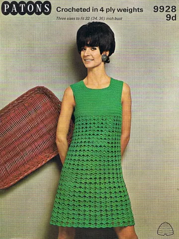 Crochet Dress Pattern , womens dress , mini dress, vintage instant download $6.68