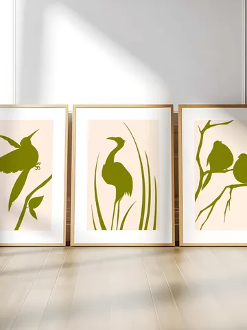 Minimalist Bird Wall Art Boho Bird Poster Abstract Nature Silhouettes Modern Olive Green Decor Scandinavian Style Contemporary Bird Digital $4.13