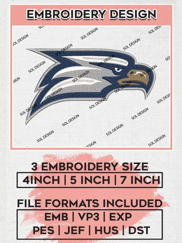 NCAA Georgia Southern Eagles Mascot Logo Embroidery Designs, NCAA Logo Machine Embroidery Files, NCAA Georgia Southern Logo, NCAA Embroidery Designs, Machine Embroidery Designs, Digital Download $6.99